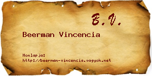 Beerman Vincencia névjegykártya